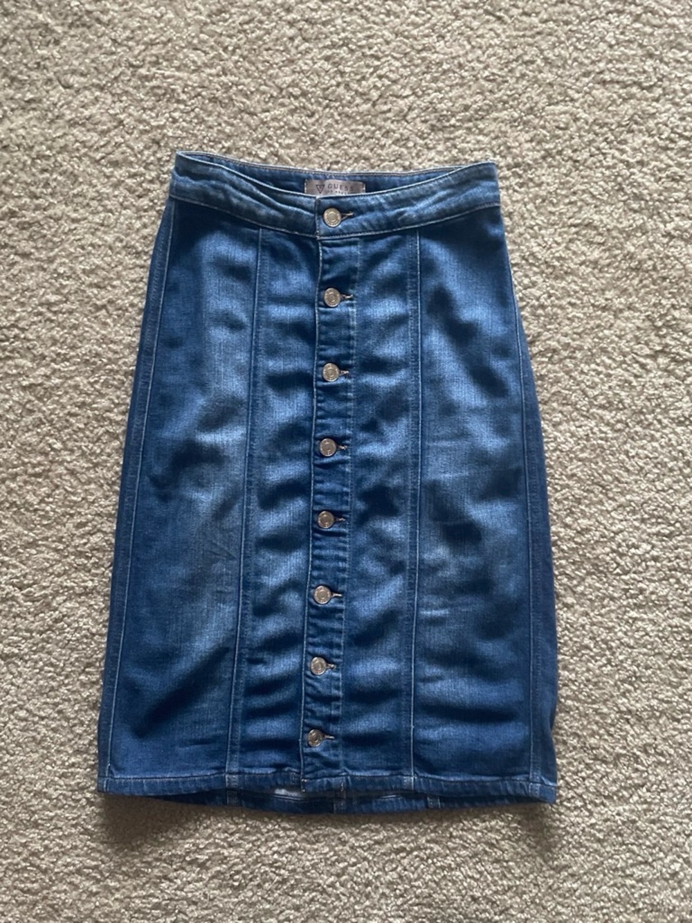 Vintage Guess Button-Front Denim Pencil Skirt